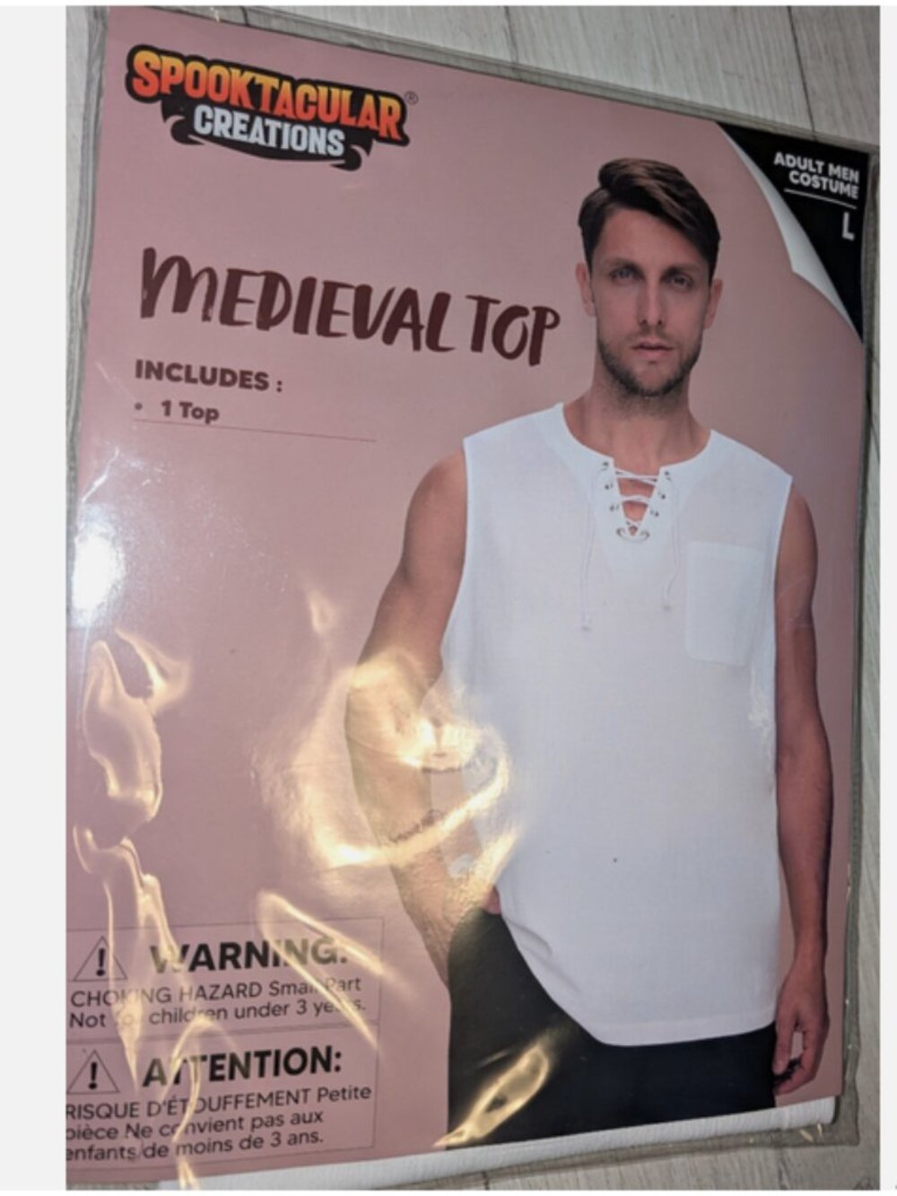 Mens Renaissance Shirt Pirate Medieval Viking Top Size L - New in Pkg